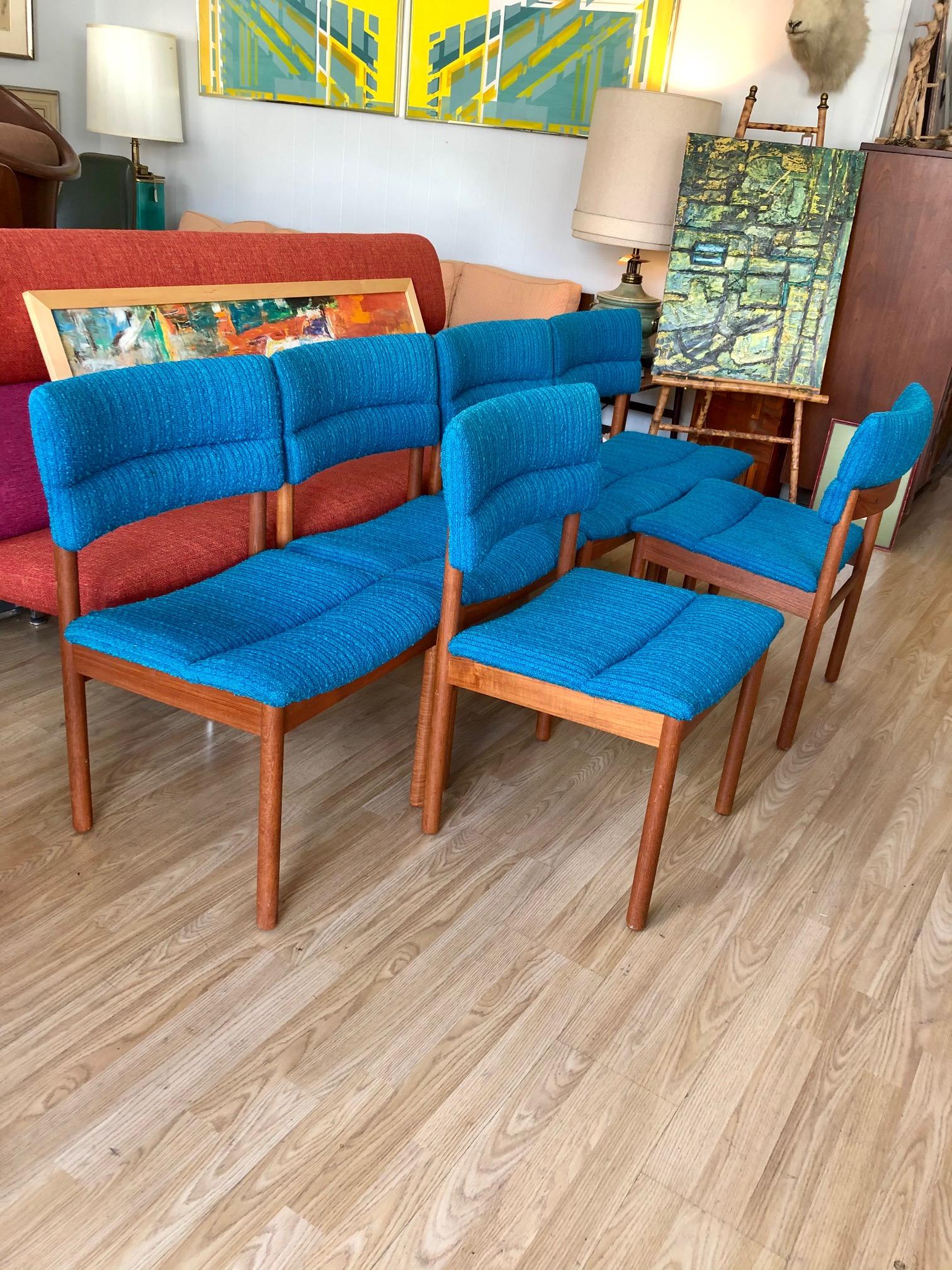 Vintage 1960s Danish Modern Set of Six Teak Dining Chairs 3