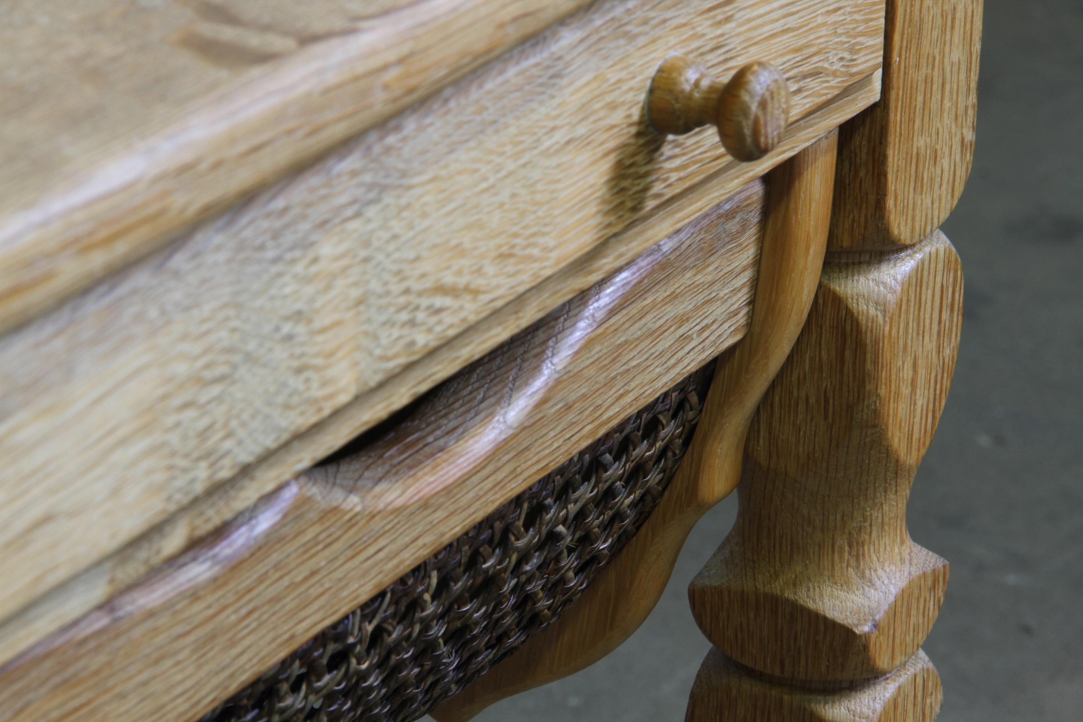 Vintage 1960s Danish Oak Coffee Table, Brutalist Mid-century, style of kjærnulf For Sale 11
