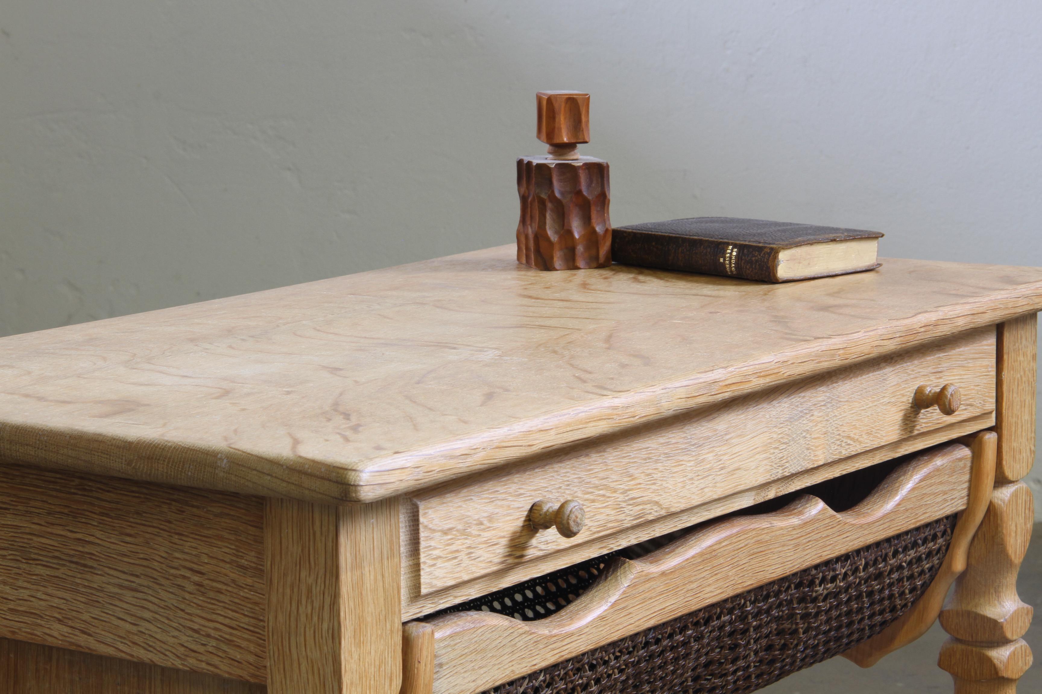 Vintage 1960s Danish Oak Coffee Table, Brutalist Mid-century, style of kjærnulf For Sale 13