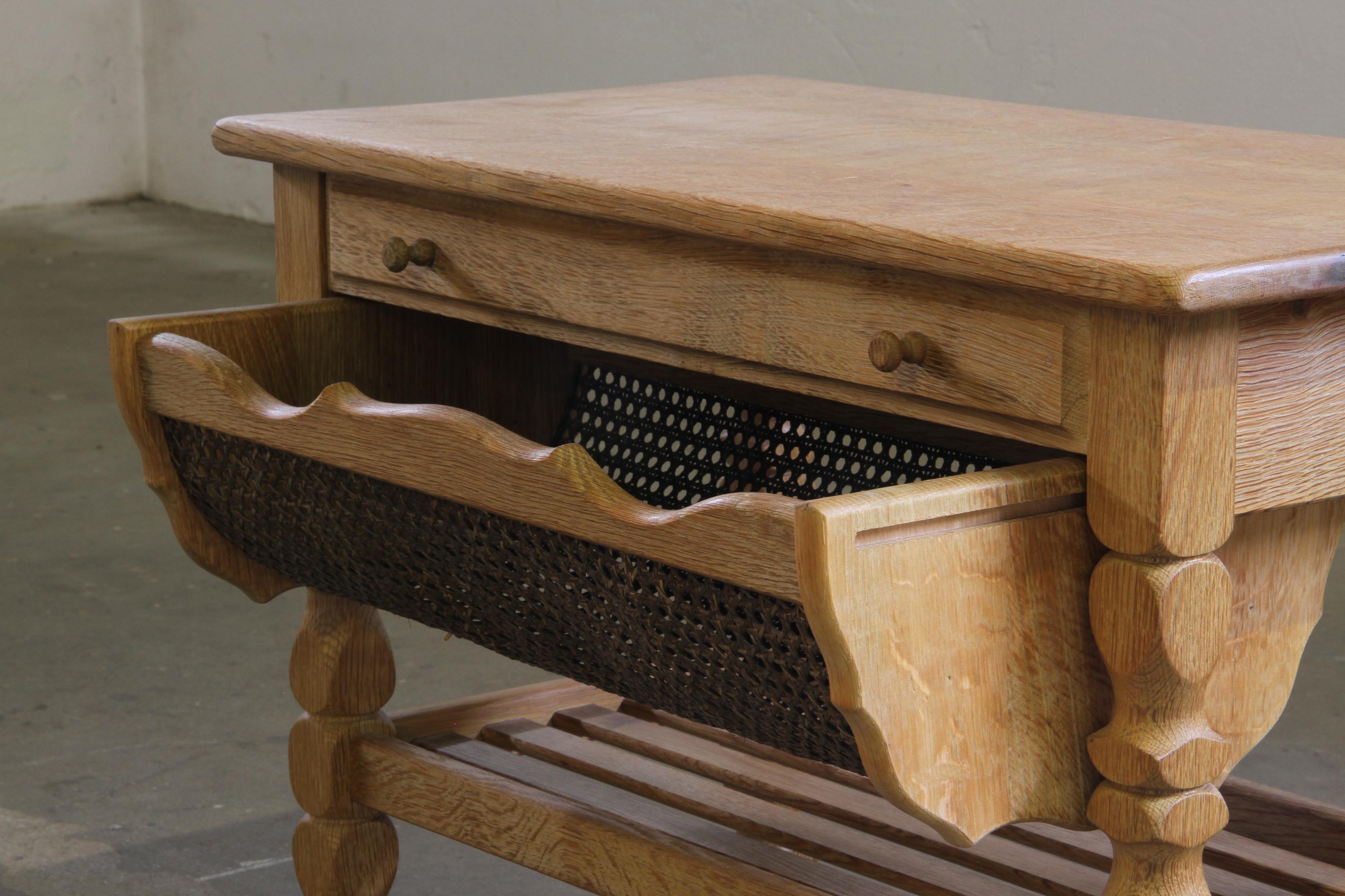 Mid-20th Century Vintage 1960s Danish Oak Coffee Table, Brutalist Mid-century, style of kjærnulf For Sale