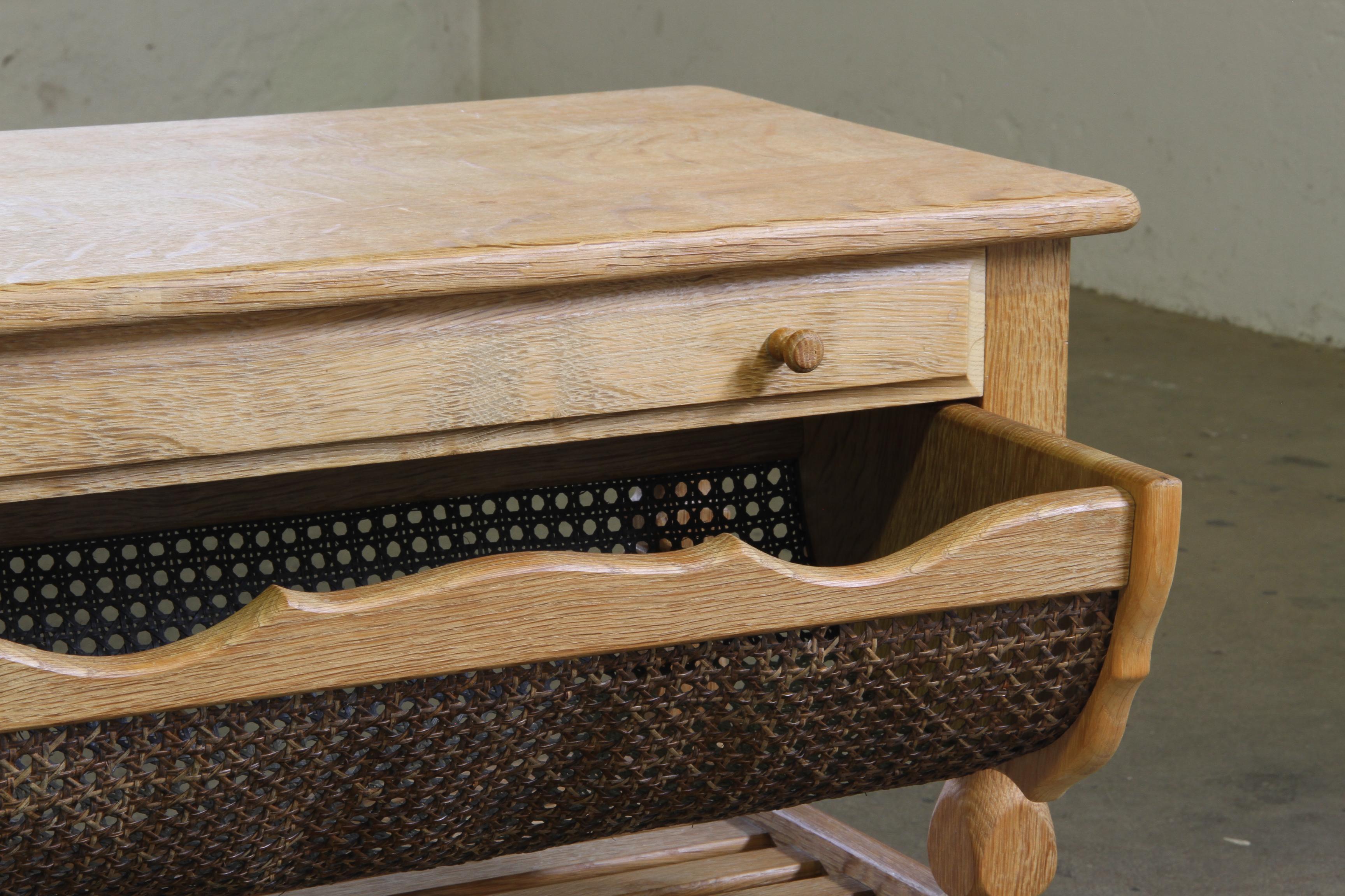 Vintage 1960s Danish Oak Coffee Table, Brutalist Mid-century, style of kjærnulf For Sale 3