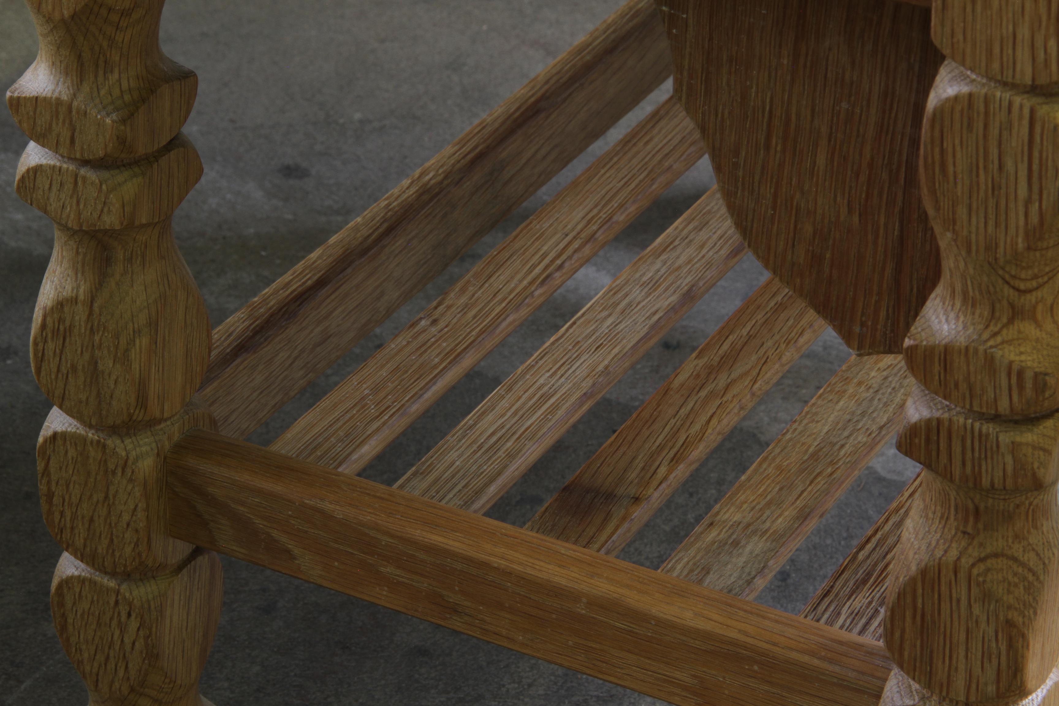 Vintage 1960s Danish Oak Coffee Table, Brutalist Mid-century, style of kjærnulf For Sale 4