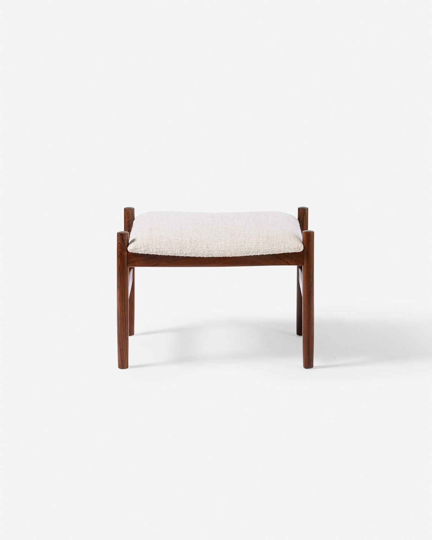 Scandinavian Modern Vintage 1960s Danish Rosewood & Fabric Ottomans For Sale