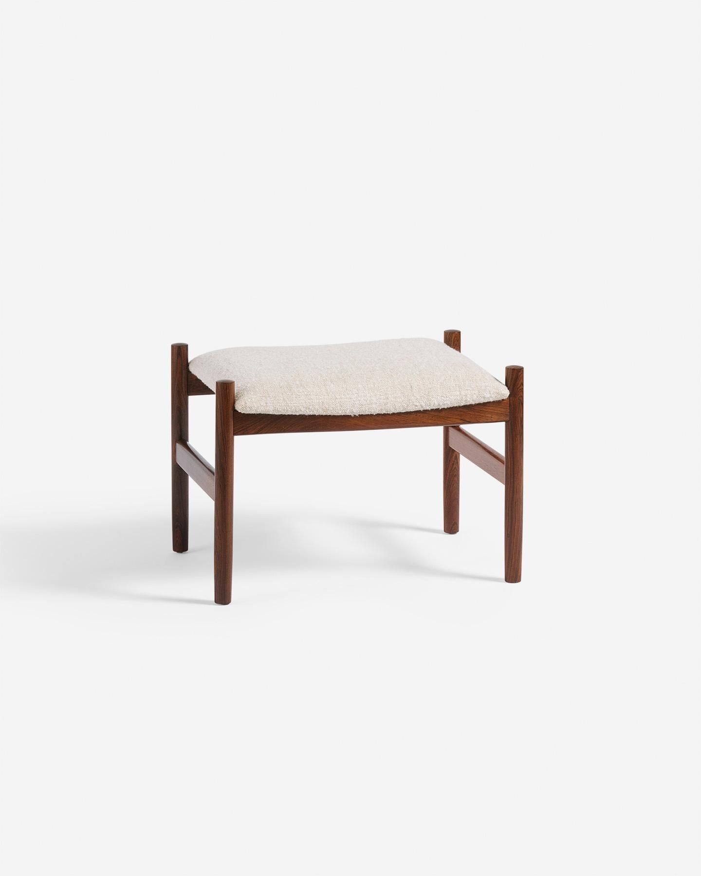 Mid-20th Century Vintage 1960s Danish Rosewood & Fabric Ottomans For Sale