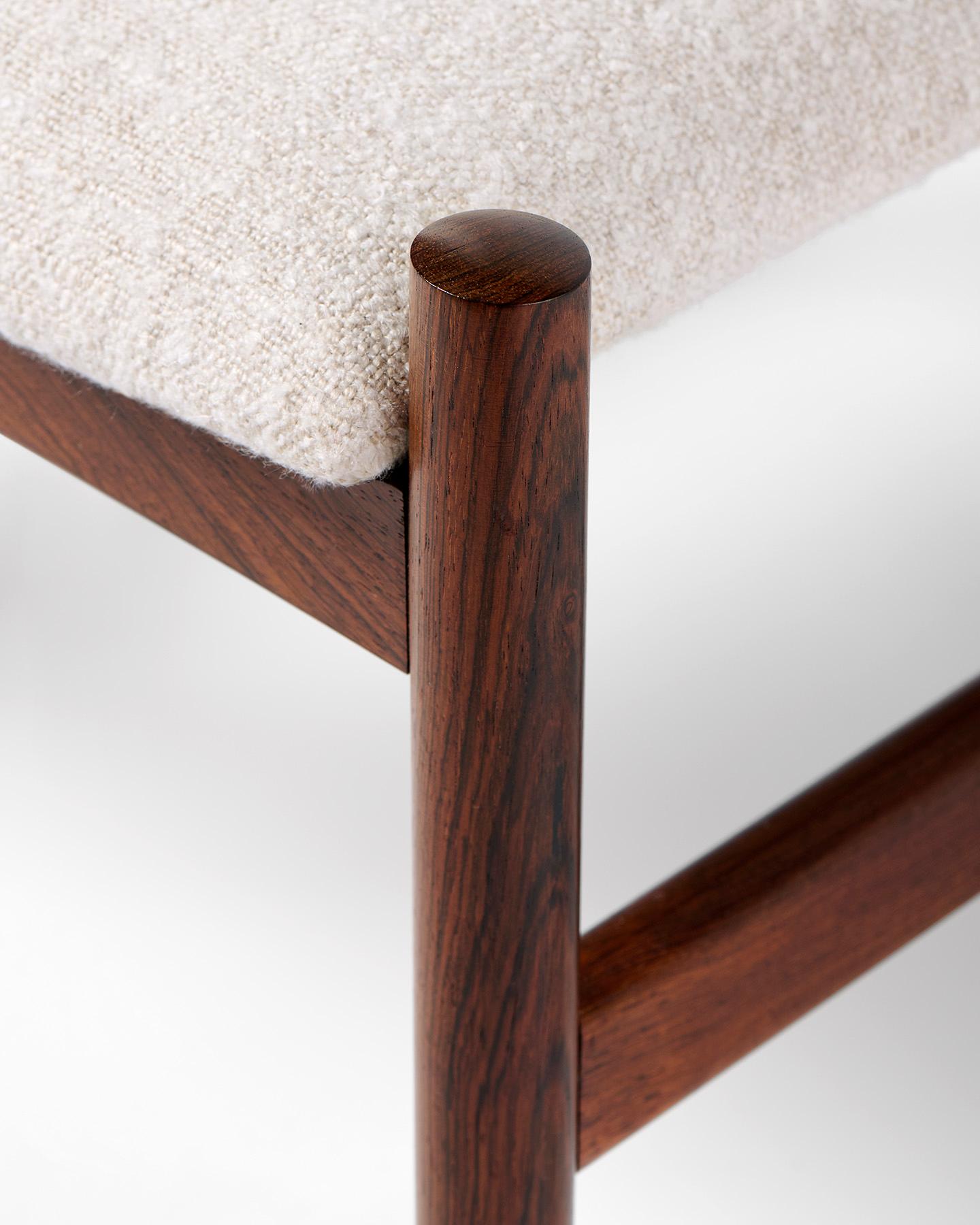Vintage 1960s Danish Rosewood & Fabric Ottomans For Sale 1