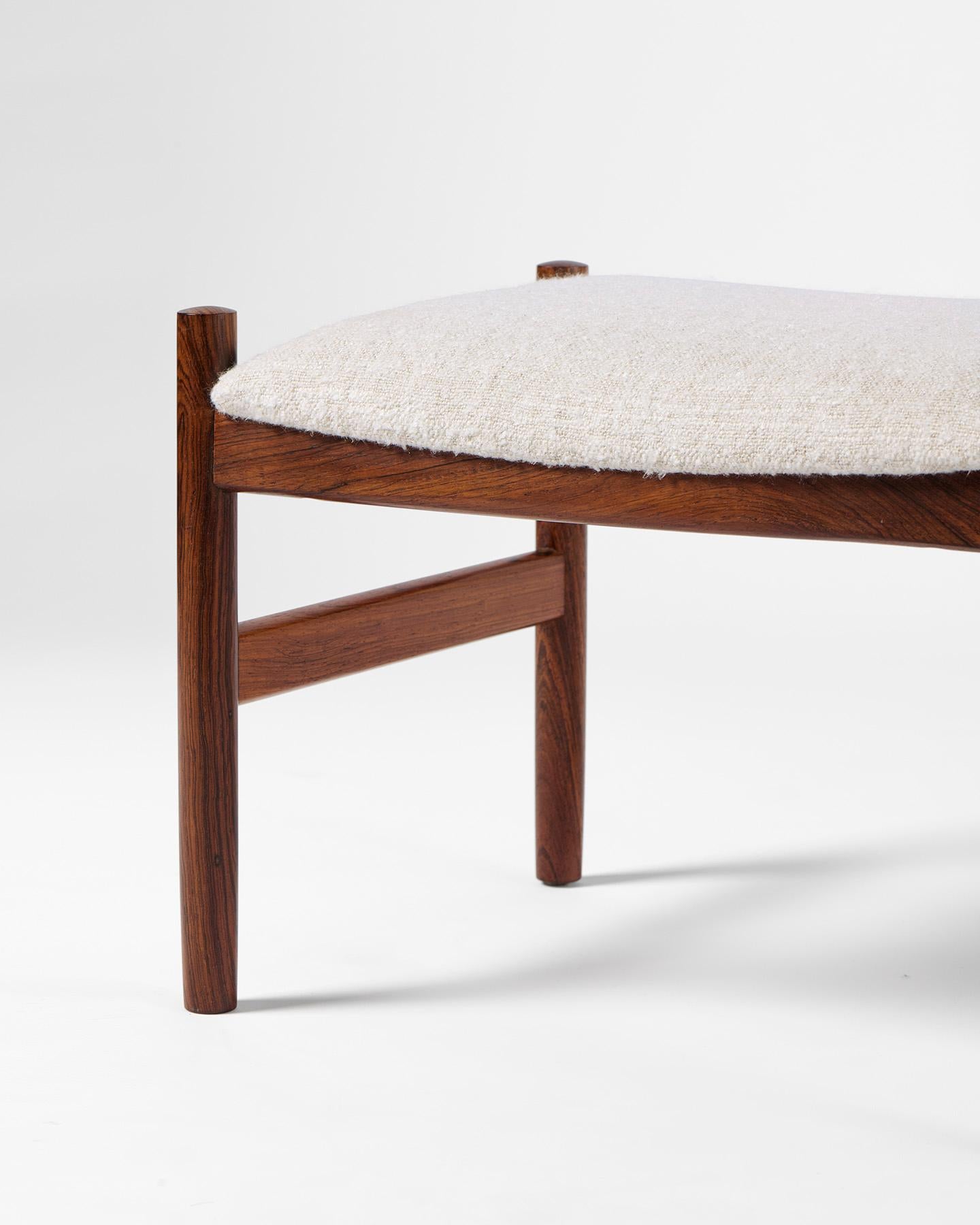 Vintage 1960s Danish Rosewood & Fabric Ottomans For Sale 2