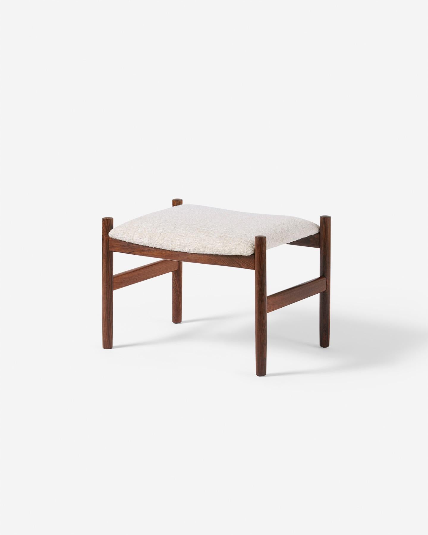 Vintage 1960s Danish Rosewood & Fabric Ottomans For Sale 3