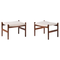 Vintage 1960s Danish Rosewood & Fabric Ottomans