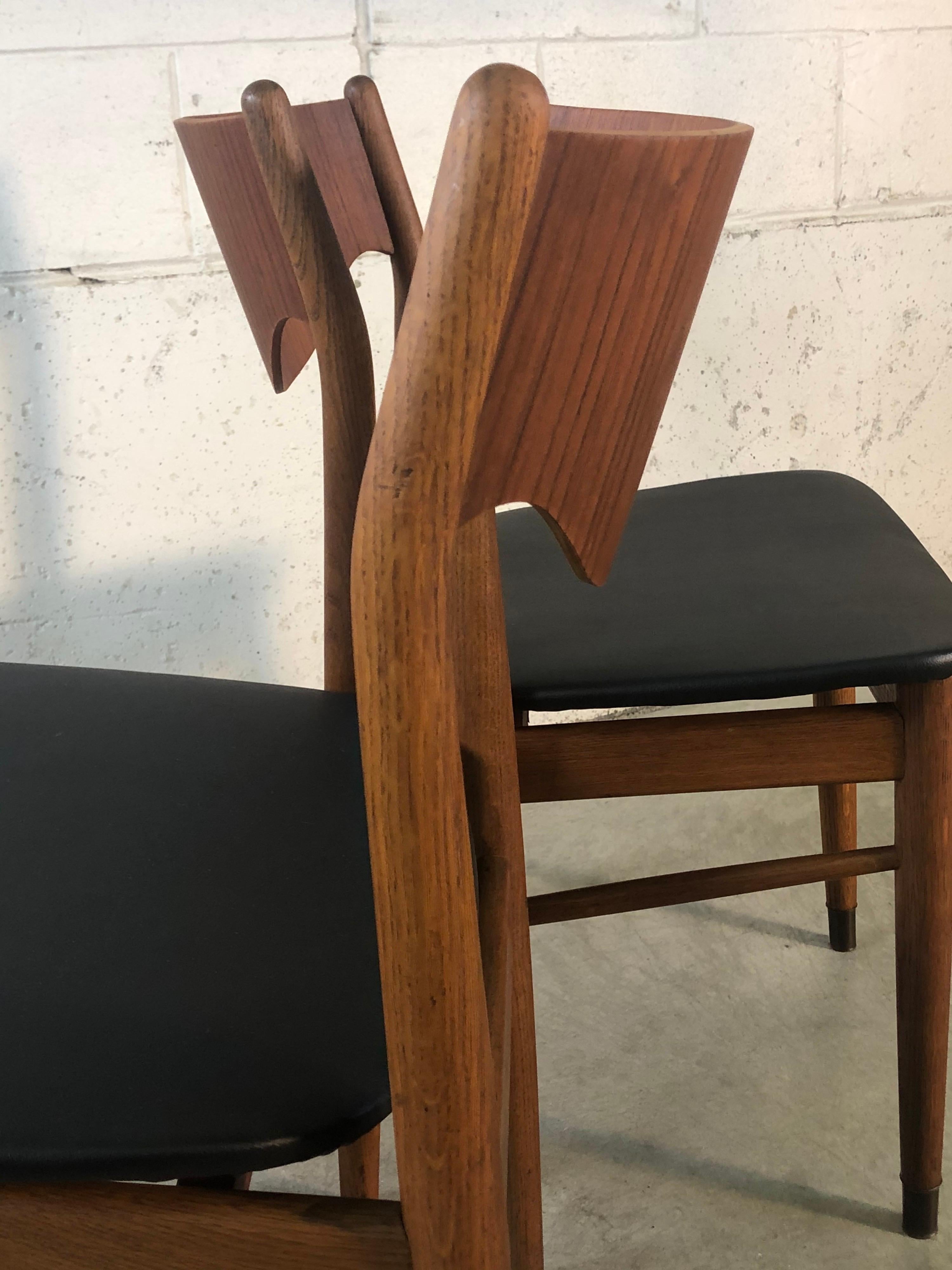 Vintage 1960s Danish Teak and Beech Wood Dining Chairs, Set of 4 7
