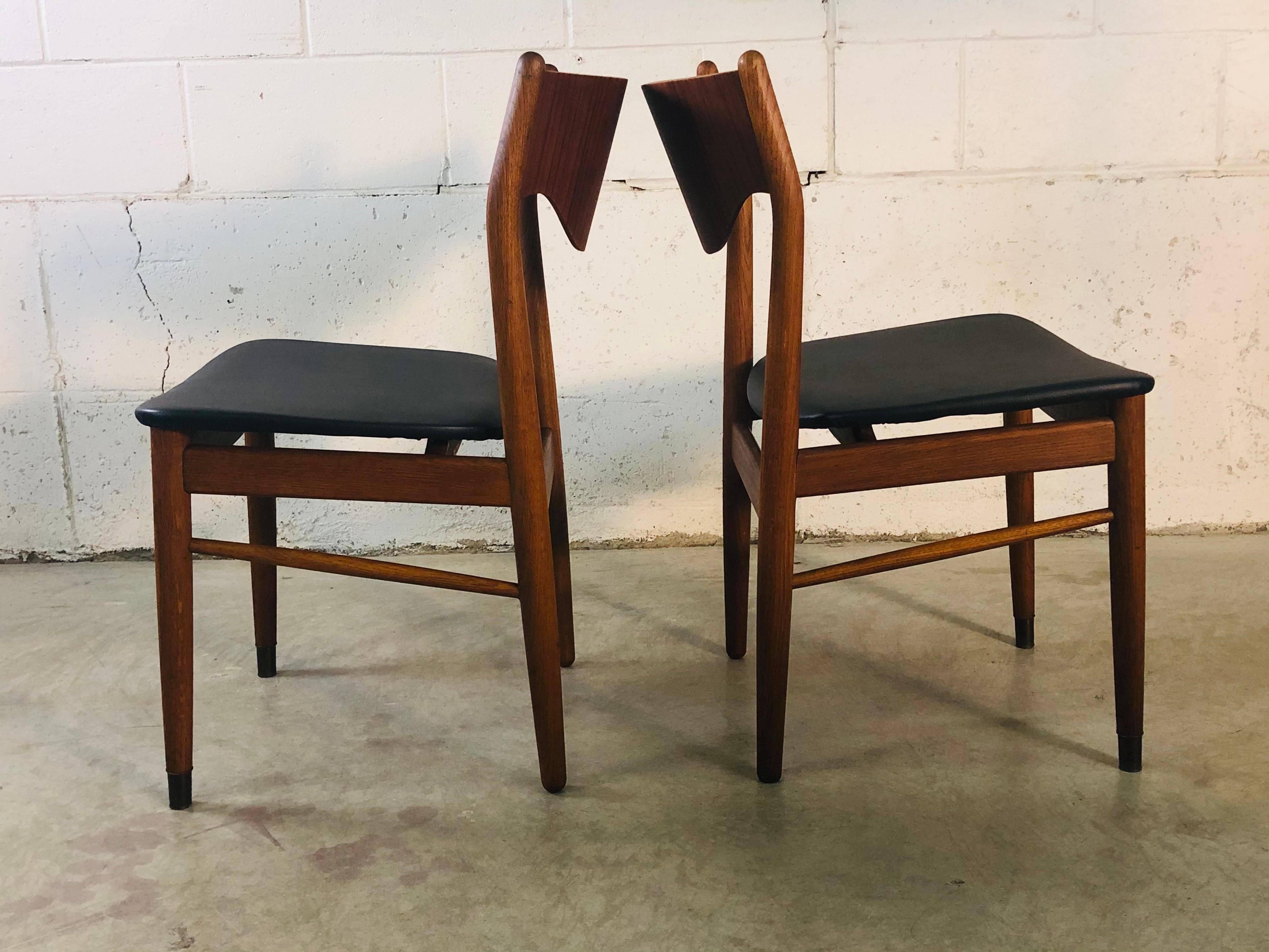 Vintage 1960s Danish Teak and Beech Wood Dining Chairs, Set of 4 In Good Condition In Amherst, NH