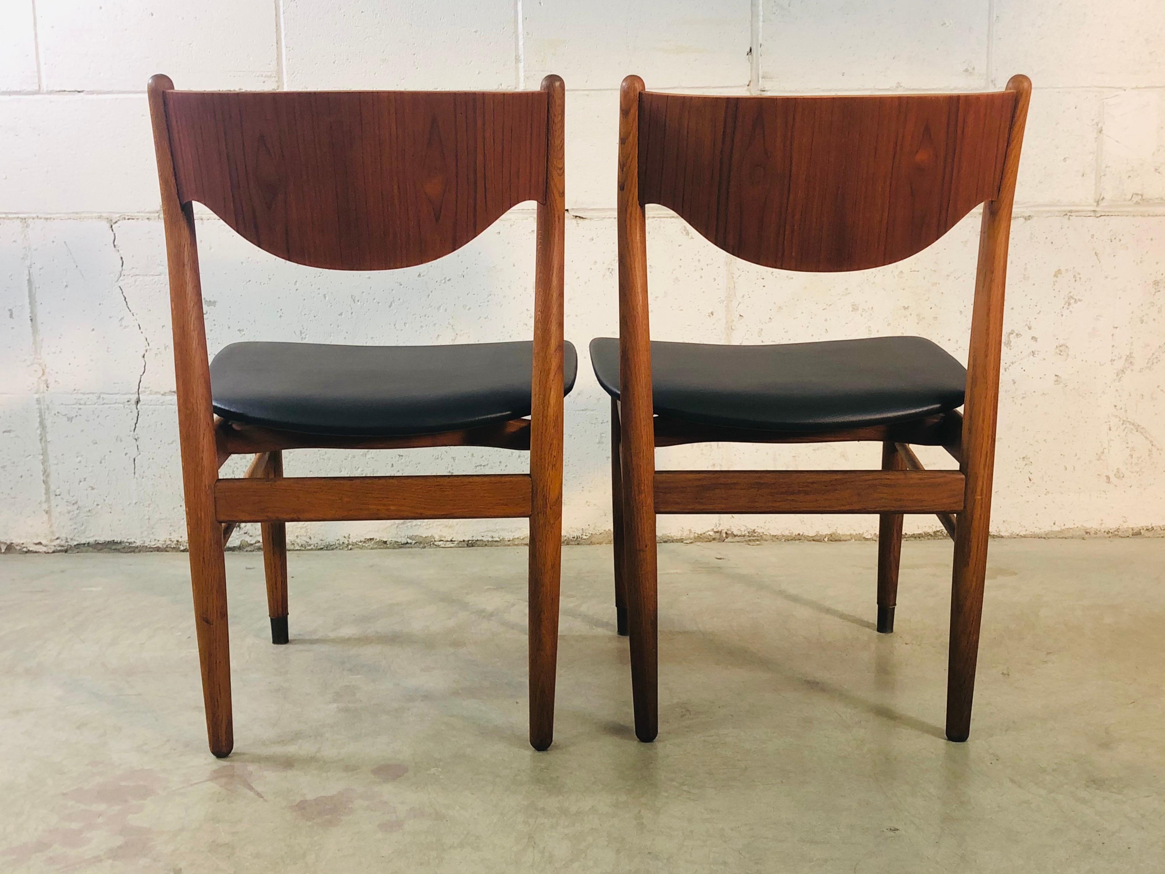 20th Century Vintage 1960s Danish Teak and Beech Wood Dining Chairs, Set of 4