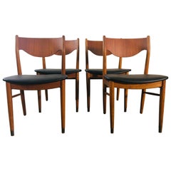 Vintage 1960s Danish Teak and Beech Wood Dining Chairs, Set of 4