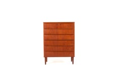 Vintage 1960s Danish Teak Tallboy Chest of Six Drawers by Si-bomi Møbler