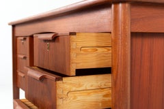 Vintage 1960s Danish Teak Writing Desk with Six Drawers