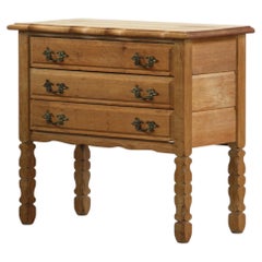 Vintage 1960s Danish three-drawer Oak Side Table, Henning Kjærnulf style