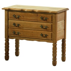 Vintage 1960s Danish three-drawer Oak Side Table, Henning Kjærnulf style