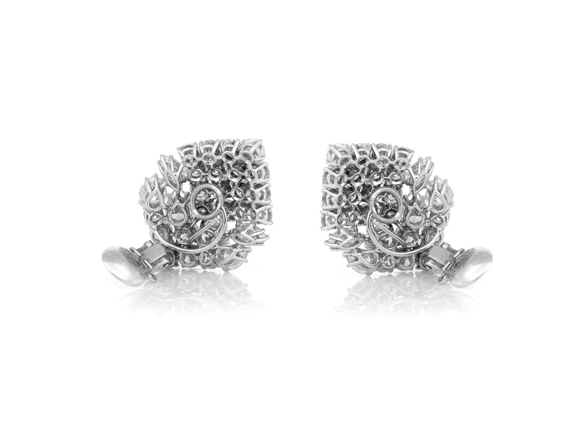 Mixed Cut Vintage 1960s David Webb 20.00 Carat Diamond Earrings For Sale