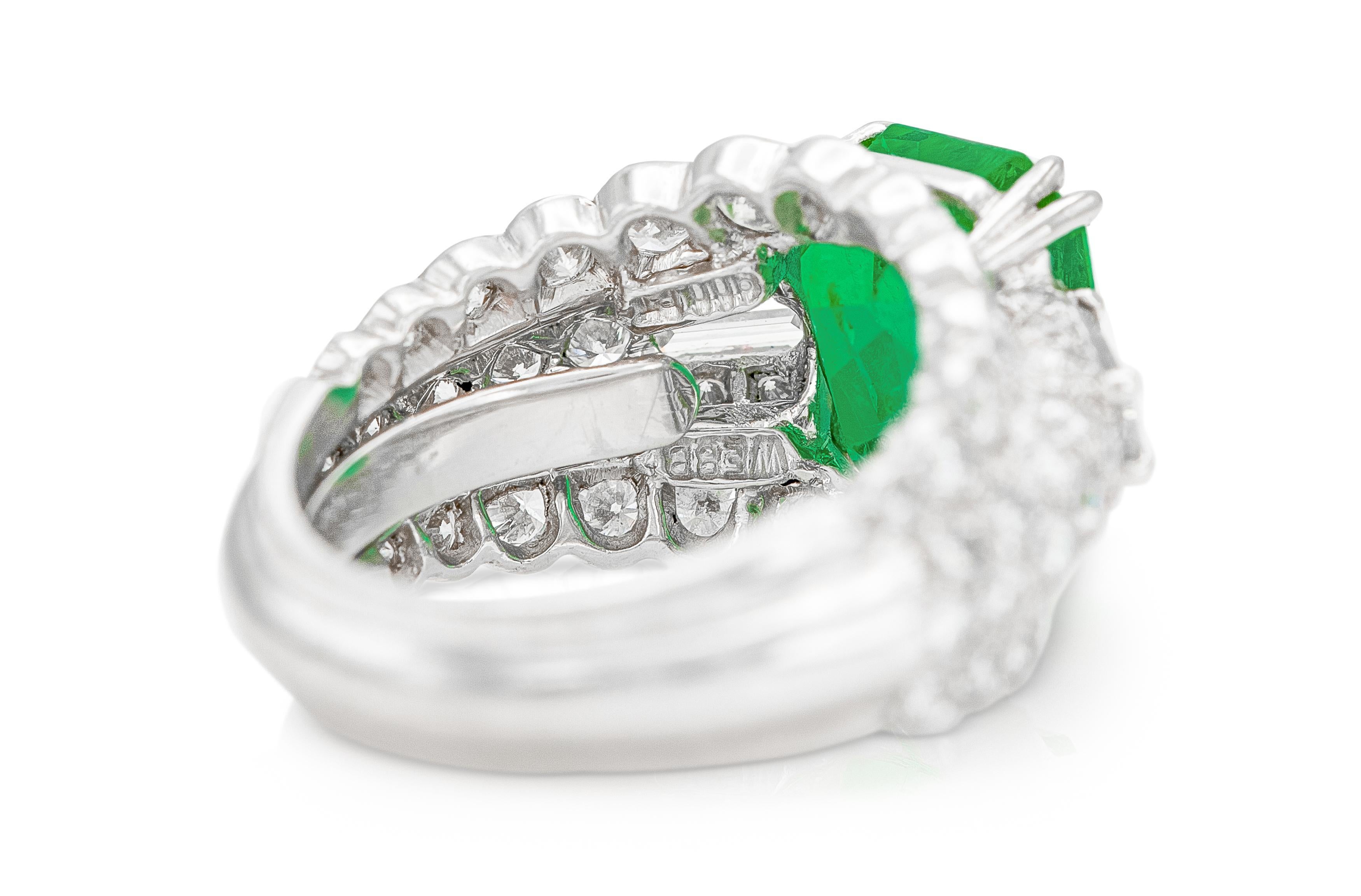 Vintage 1960s David Webb 6.00 Carat Emerald Ring In Good Condition For Sale In New York, NY