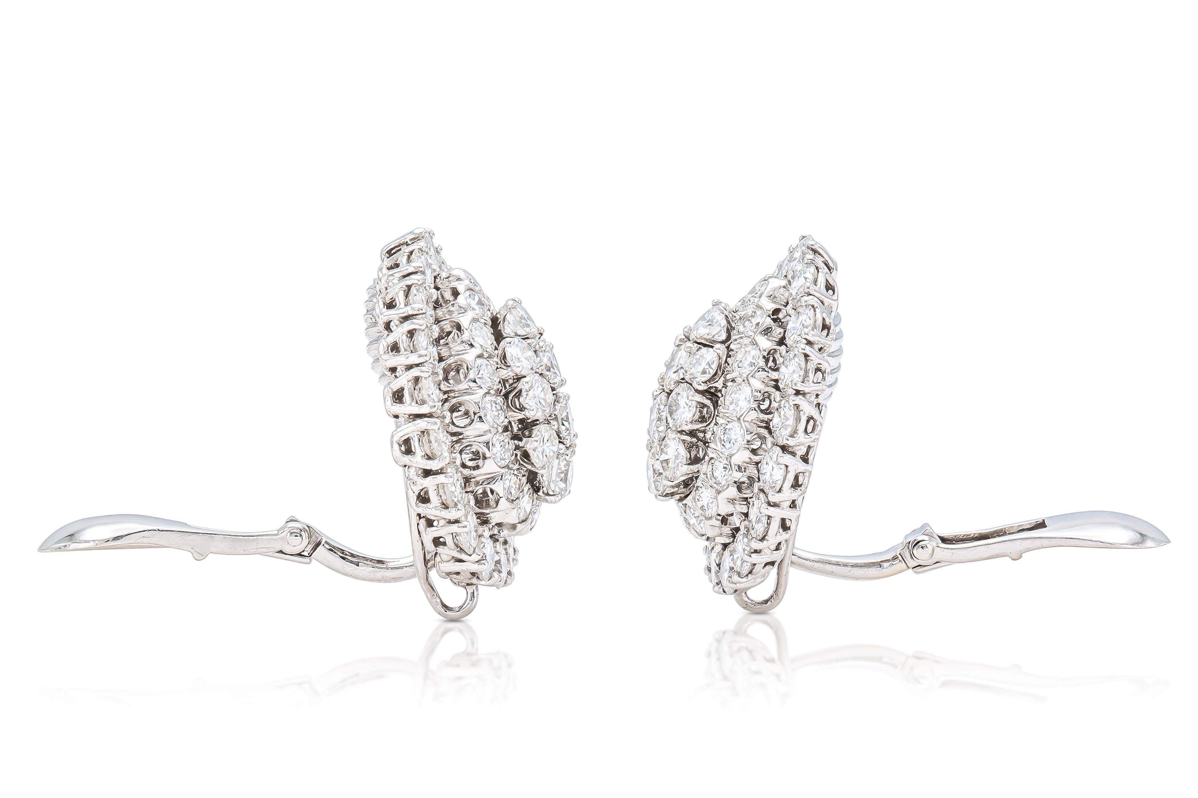 Round Cut Vintage 1960s David Webb 8.00 Carat Diamond Earrings For Sale