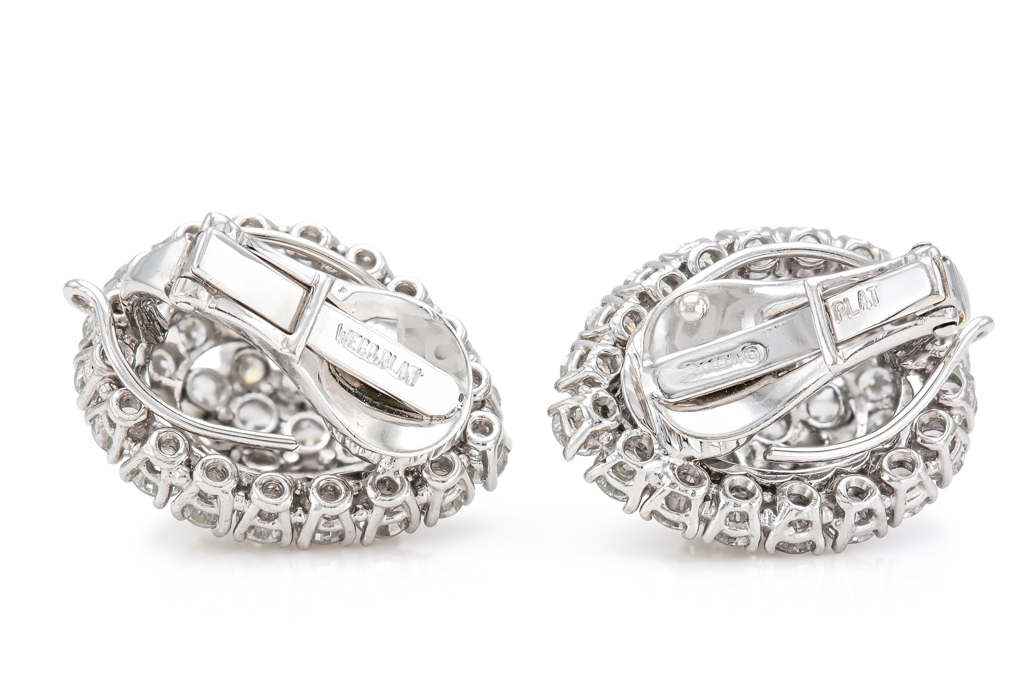 Vintage 1960s David Webb 8.00 Carat Diamond Earrings In Good Condition For Sale In New York, NY