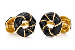 Vintage 1960s David Webb Schwarz Emaille Manschettenknöpfe