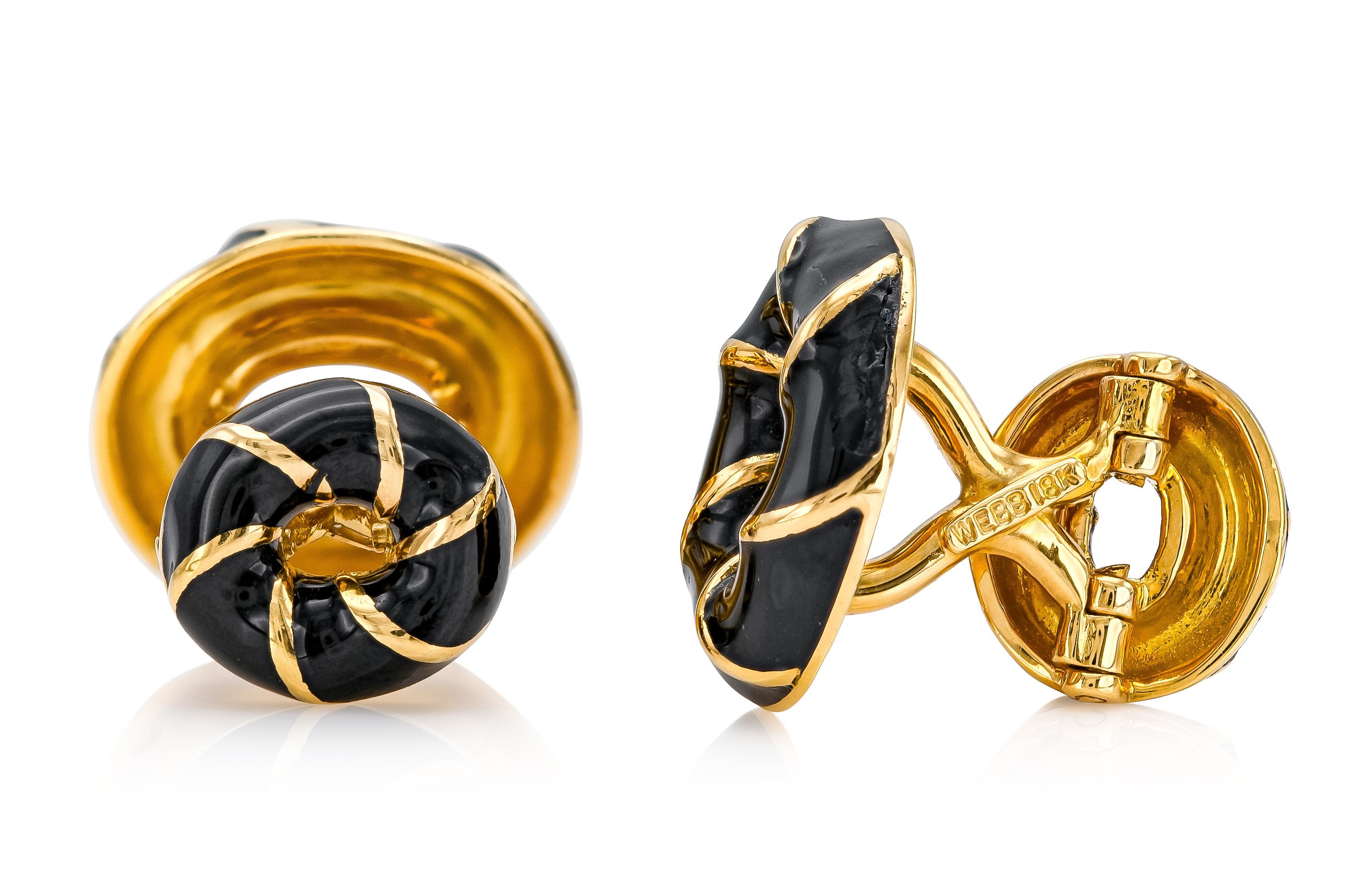 Men's Vintage 1960s David Webb Black Enamel Cufflinks For Sale