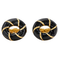 Vintage 1960s David Webb Black Enamel Cufflinks