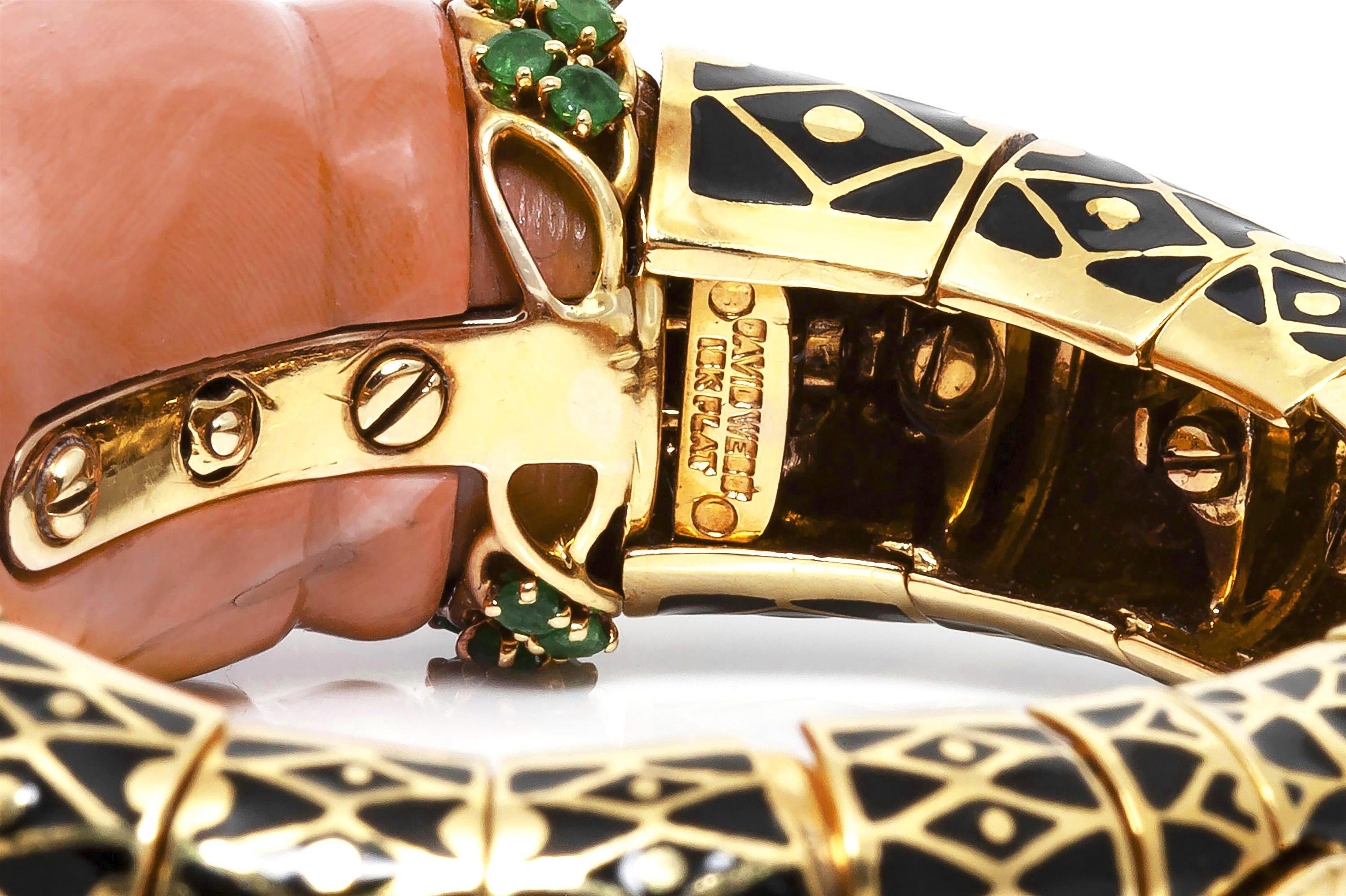 Vintage 1960er David Webb Koralle Löwenarmband, Vintage im Zustand „Gut“ im Angebot in New York, NY