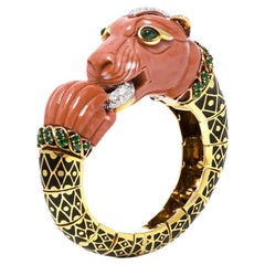 David Webb Bracelet lion corail vintage des années 1960