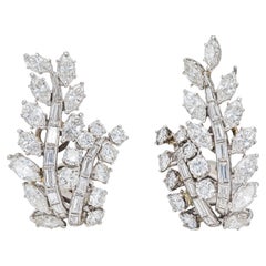 Boucles d'oreilles vintage des années 1960 à feuilles de diamant de David Webb