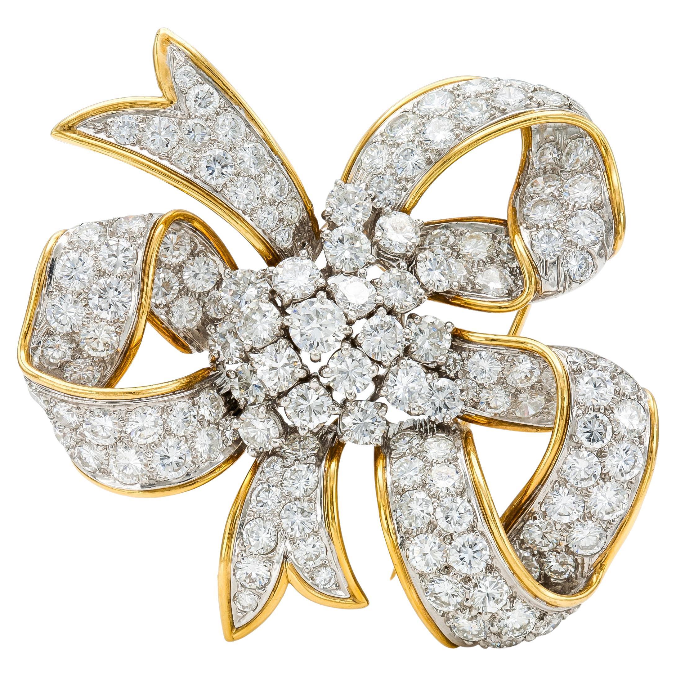 Vintage 1960s David Webb Diamond Ribbon Brooch
