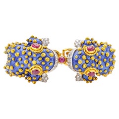 Pulsera vintage 1960 David Webb Rana de dos cabezas