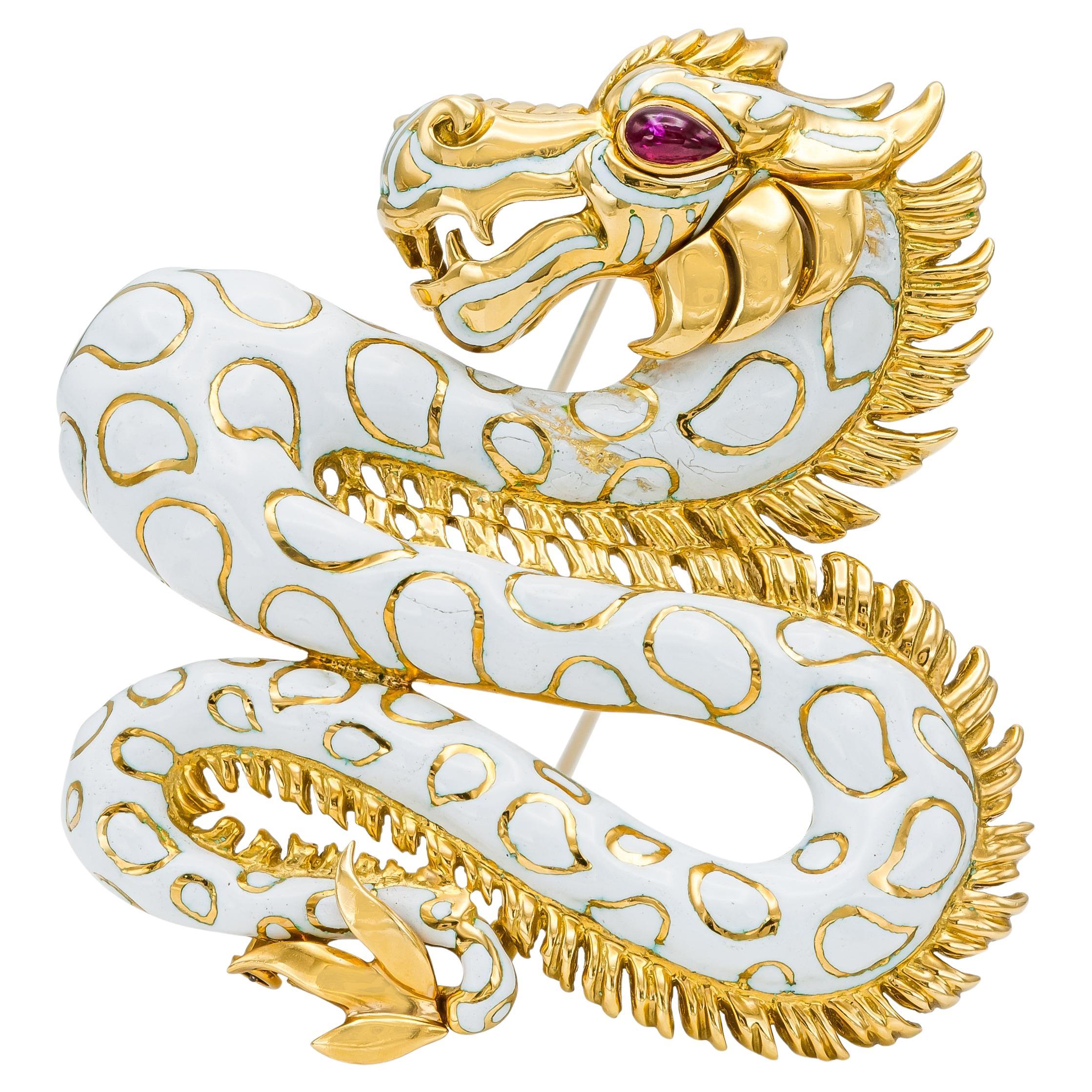 Vintage 1960s David Webb Dragon Brooch