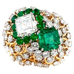 Vintage 1960s David Webb Emerald and Diamond Ring