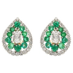 Boucles d'oreilles émeraude et diamant David Webb des années 1960