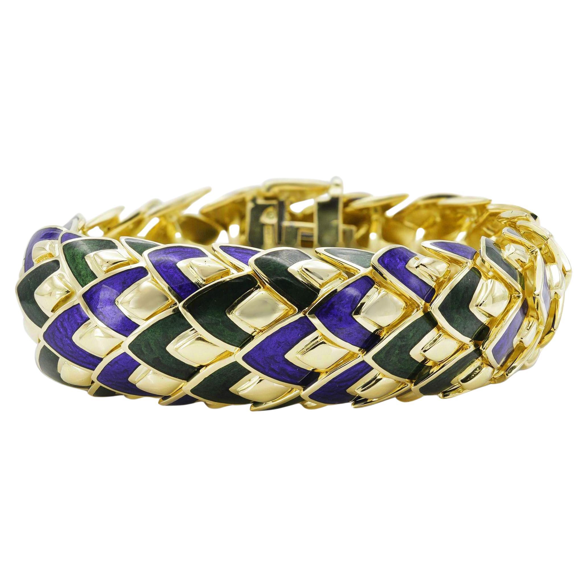 Vintage 1960s David Webb Enamel Dragon Scale Bracelet