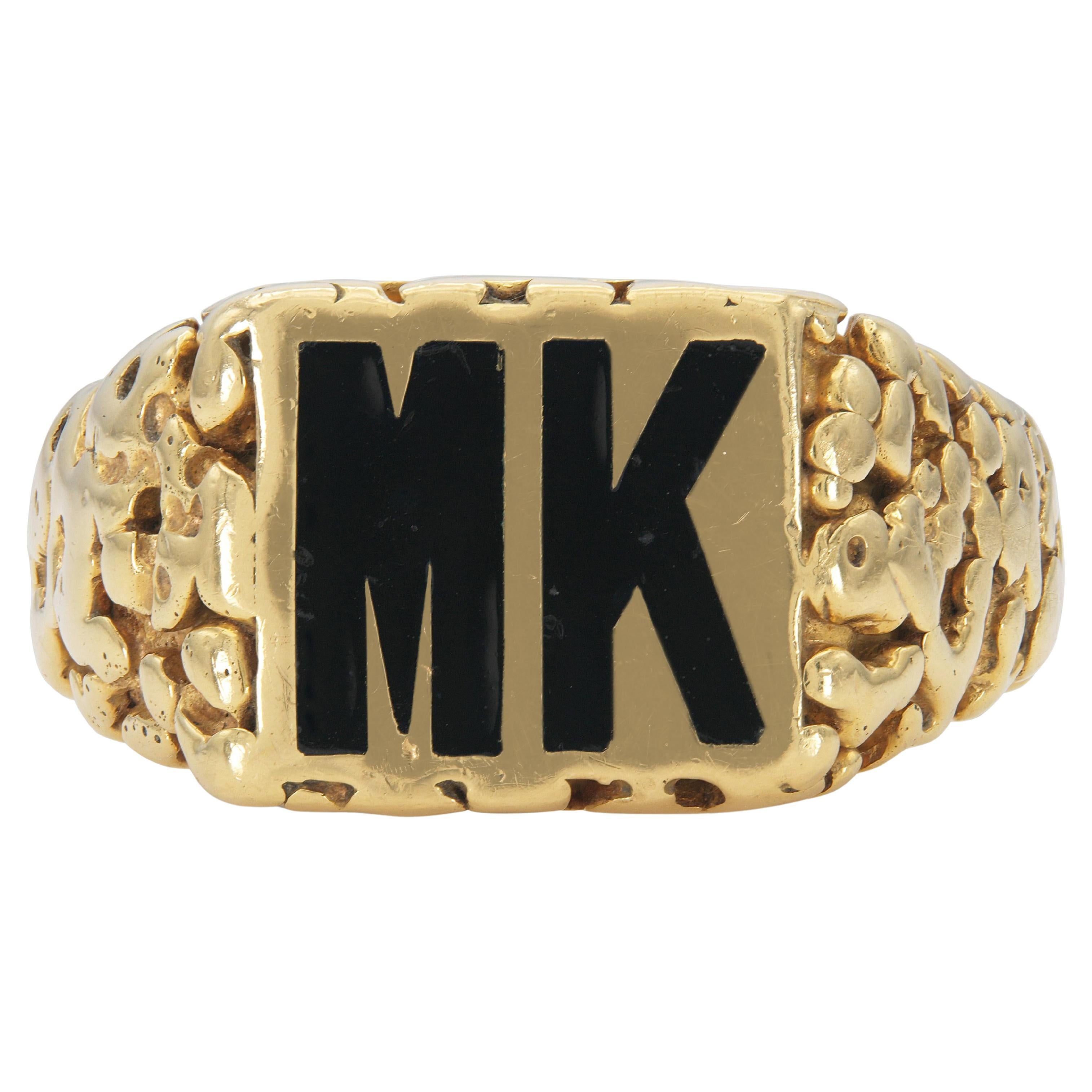 Vintage 1960s David Webb Gold and Enamel Initial Ring