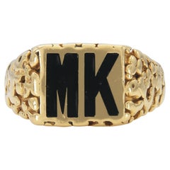Vintage 1960s David Webb Gold and Enamel Initial Ring