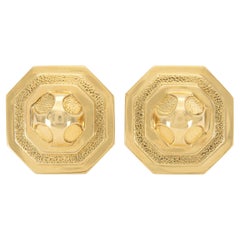 David Webb, boucles d'oreilles octogonales vintage en or, années 1960