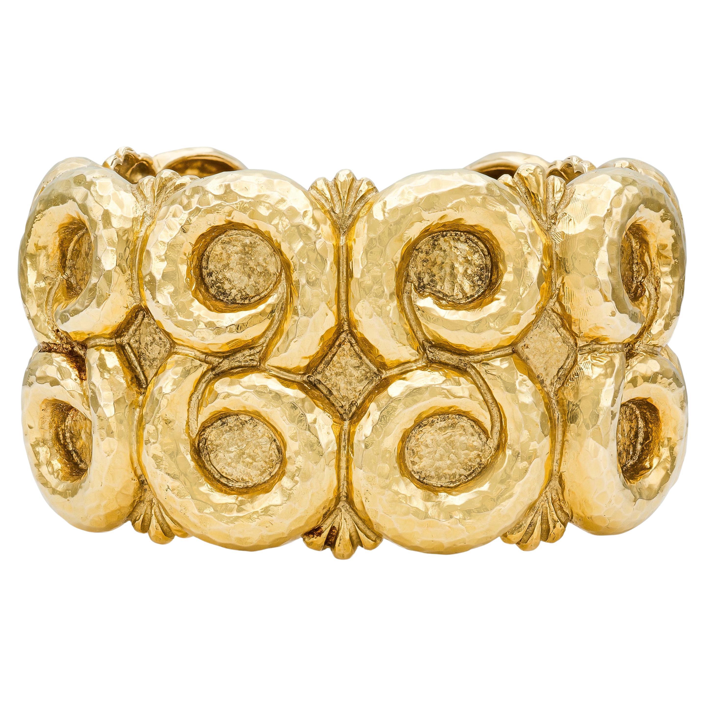 Vintage 1960s David Webb Gold Swirl Cuff Bracelet For Sale