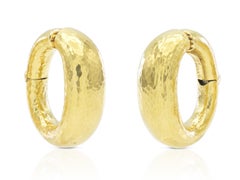 Vintage 1960s David Webb Hammered Gold Hoop Earrings
