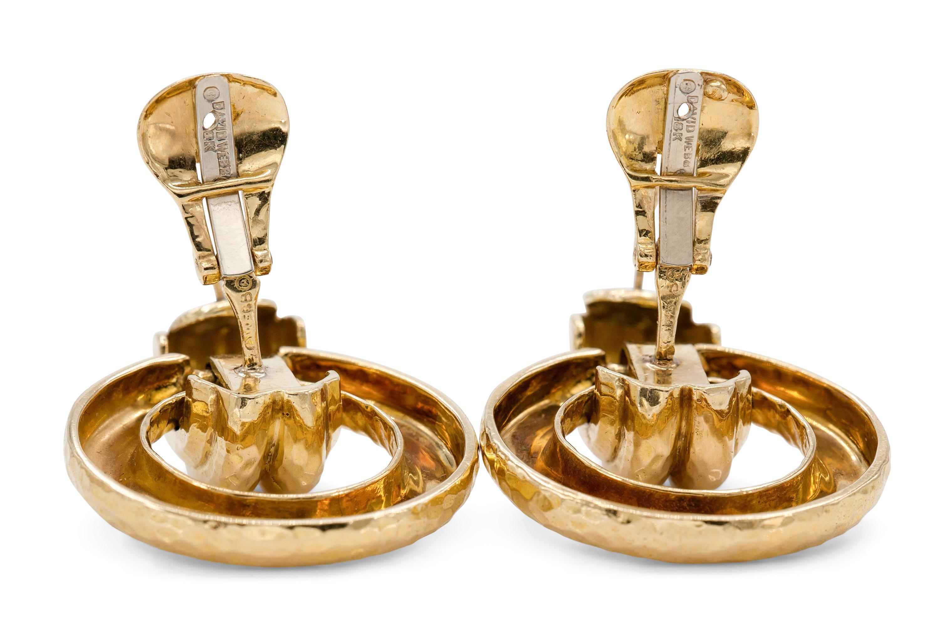 Women's Vintage 1960s David Webb Hammered Gold Knocker Earrings For Sale