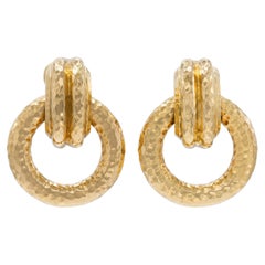 Vintage 1960 David Webb Orecchini Knocker in oro martellato
