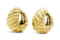 Vintage 1960er David Webb gehämmerte Gold-Schirm-Ohrringe, Vintage