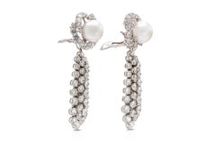 Vintage 1960s David Webb Pearl and Detachable Bombe Diamonds Dangle Earrings