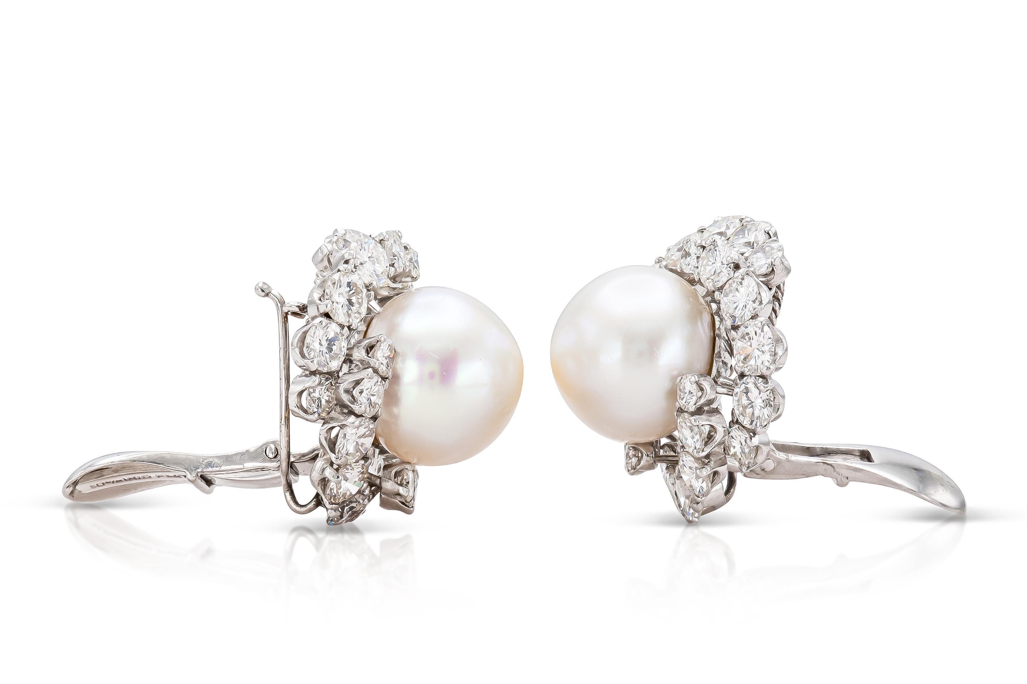 Women's Vintage 1960s David Webb Pearl and Detachable Bombe Diamonds Dangle Earrings For Sale