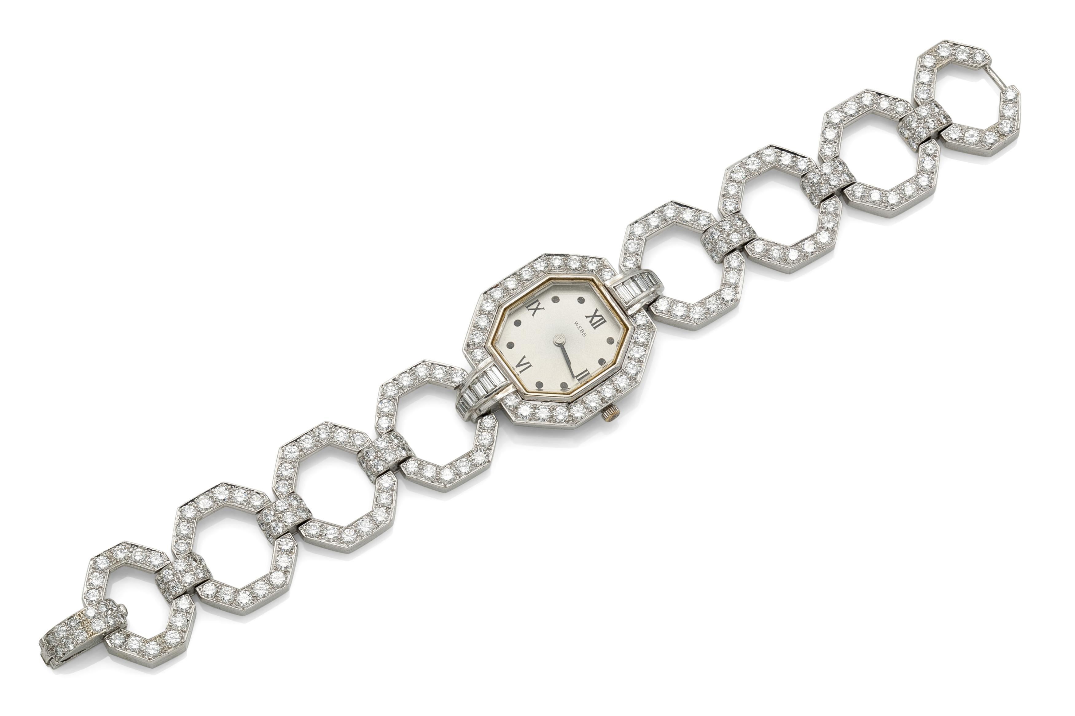 Round Cut Vintage 1960s David Webb 18.00 Carat Diamond Watch For Sale