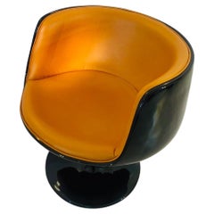 Vintage 1960s Design Armchair in Black Cognac
