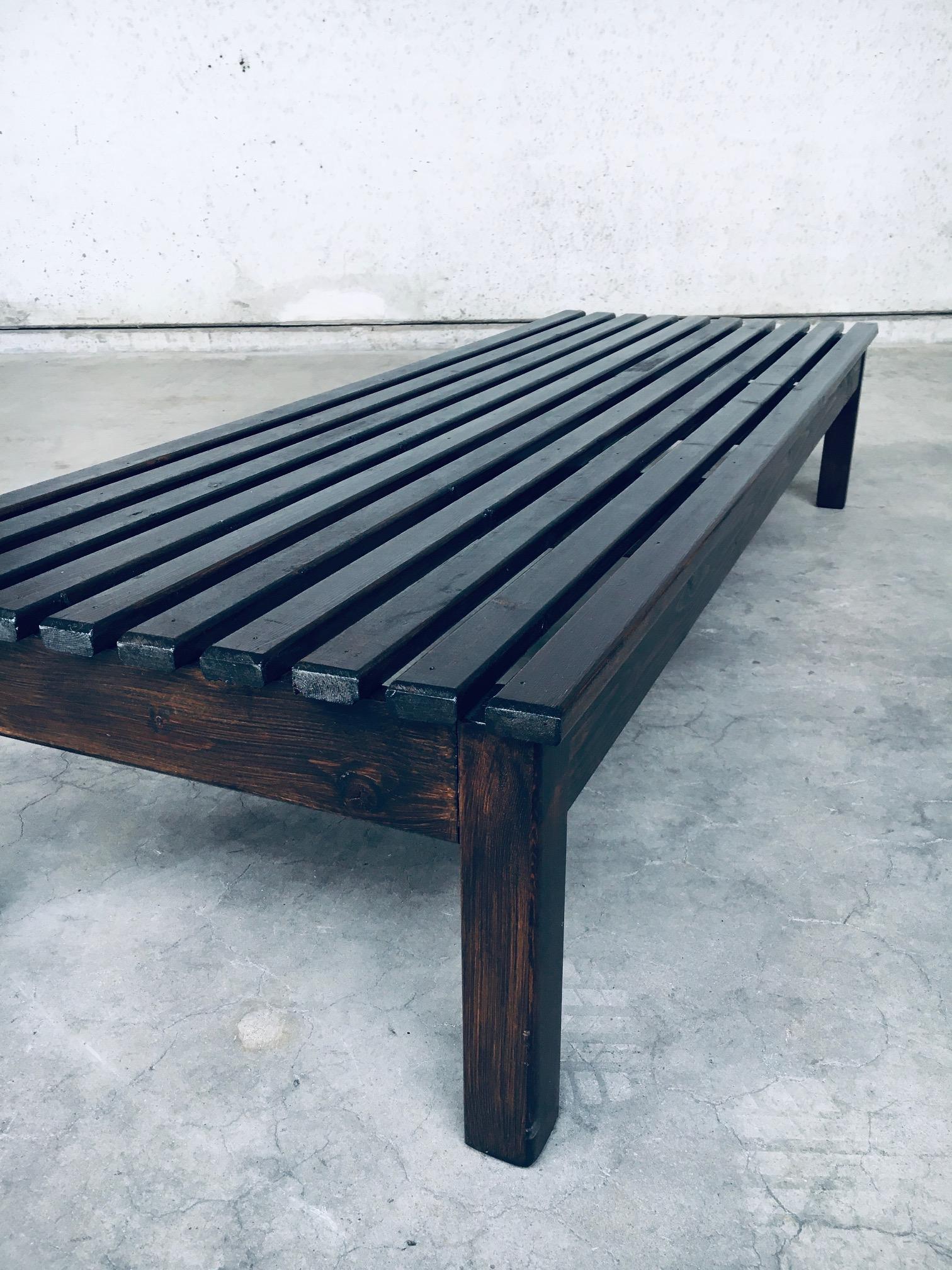 Vintage 1960's Design Stained Pine Low Slat Bench For Sale 10