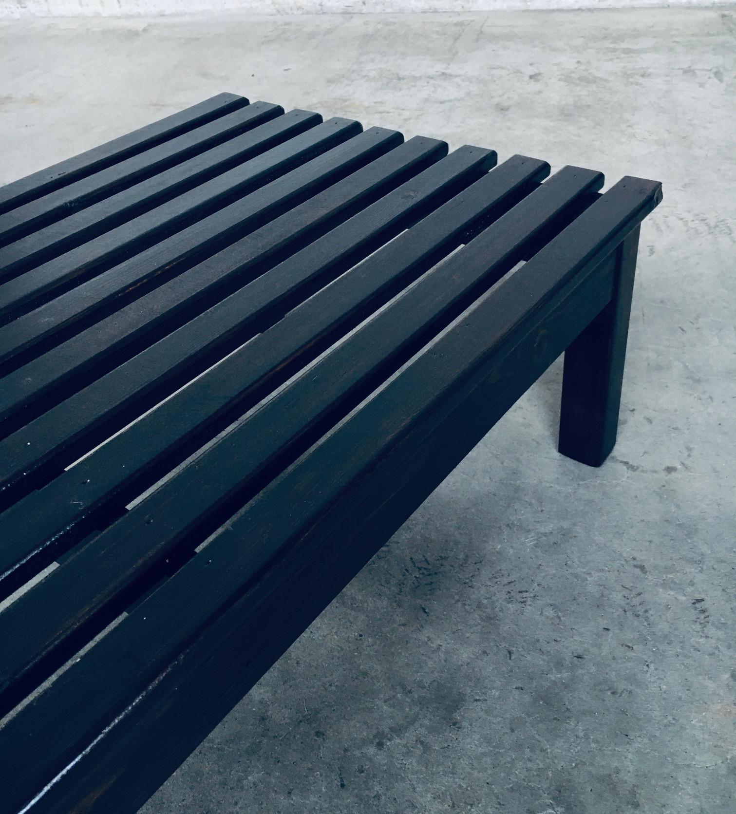 Vintage 1960's Design Stained Pine Low Slat Bench For Sale 12